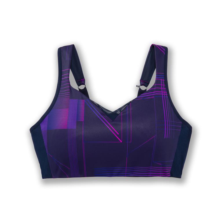 Brooks Drive Convertible Running Bra - Women's - Matrix Navy Print/Purple (24071-CXNM)